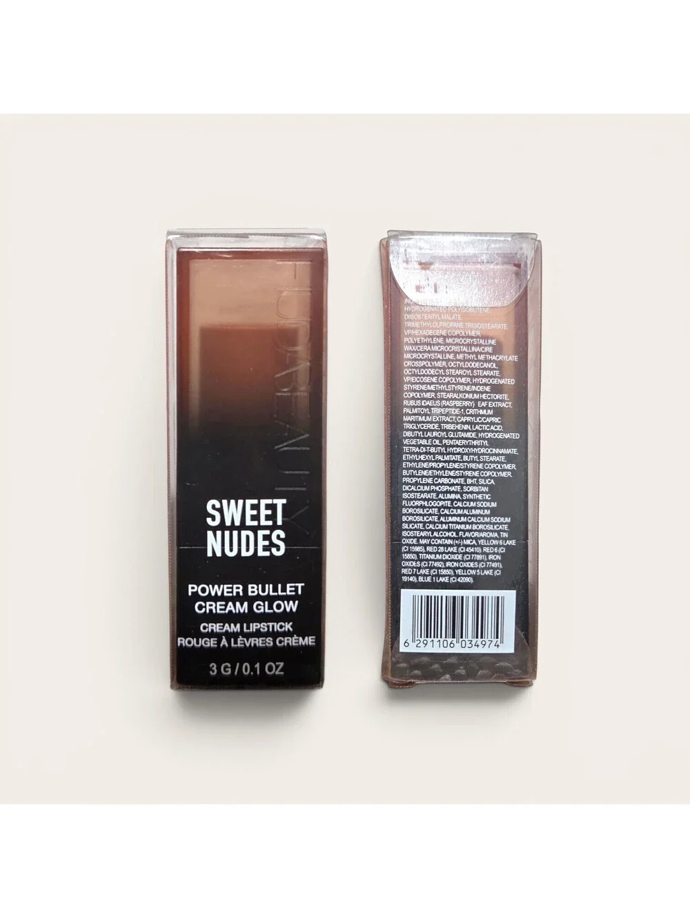 Huda Beauty Power Bullet Cream Glow Lipstick Sweet Nudes 